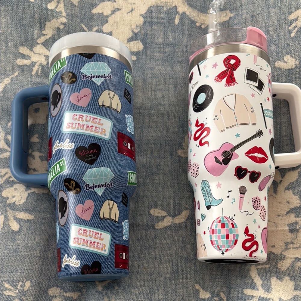 Blue Taylor swift themed tumbler.